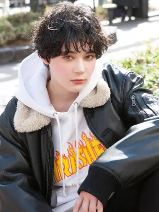 ショート パーマ 宇賀治 智のヘアスタイル