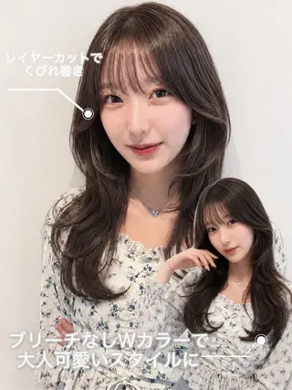 ロング カラー あみ/暗髪オリ ーブ特化🍃髪質改善のヘアスタイル