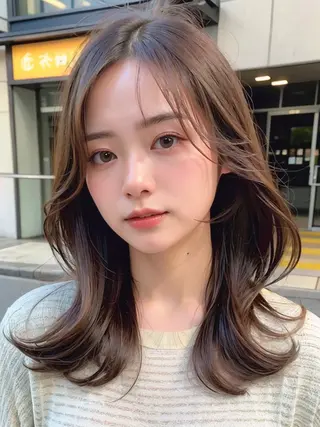 セミロング ⭐️韓国髪質改善× レイヤー⭐️亀山努のヘアスタイル
