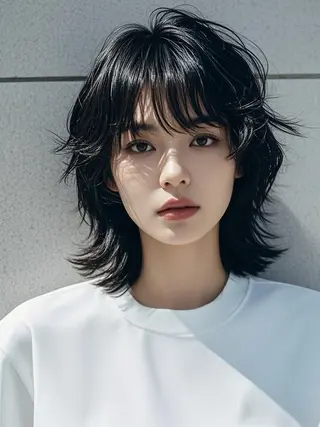 ミディアム ウルフカット 811 大阪梅田 ウルフのヘアスタイル