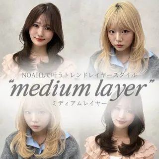 ミディアム レイヤー/ハイトーン 🍎森貝洋亮🍎のヘアスタイル