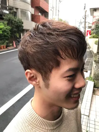 ショート カラー メンズ 再現性大人メンズヘア 毛流れパーマ木村陸弥のヘアスタイル