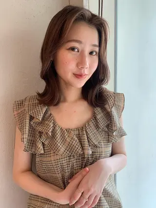 ミディアム カラー 透明感カラー✂︎ /縮毛矯正/YUKAのヘアスタイル