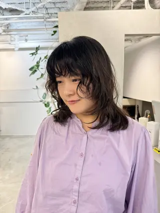 セミロング 新宿/顔周りカット +レイヤー=しずく♩のヘアスタイル
