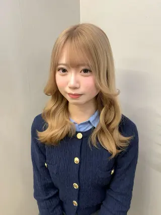 セミロング カラー ブリーチカラー特化 梅田中崎町/あかりのヘアスタイル
