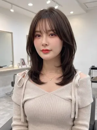 ミディアム 韓国風🥀透明感 カラー🖤uraraのヘアスタイル