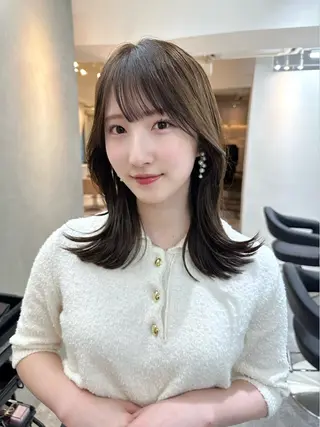 セミロング カラー ミディアムレイヤー 添田晃基のヘアスタイル