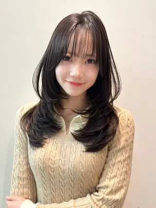 セミロング 銀座/韓国レイヤー/ 艶カラー🍓原田侑依のヘアスタイル