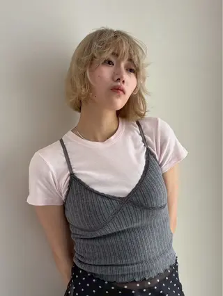 ショート カラー パーマ 柔らかいヘア/ 東徳嶺 みくのヘアスタイル