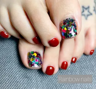 ネイル Rainbow nailsくろちゃんのネイルデザイン