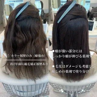 セミロング カラー 美髪矯正/髪質改善/ 艶髪🤍伊藤梨紗のヘアスタイル