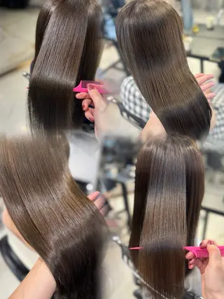 ロング カラー パーマ ヘアアレンジ 透明感/オリーブ/ グレージュ/YUKAのヘアスタイル