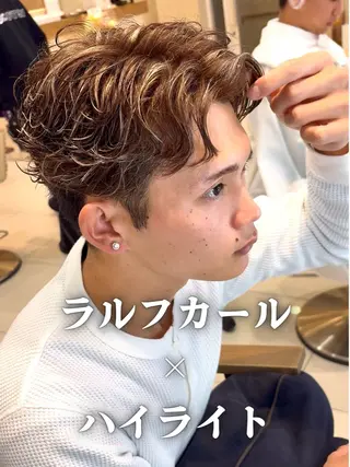 ショート カラー パーマ メンズ 本厚木パーマ&ブリー チMEN'Sショートのヘアスタイル