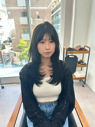ロング カラー パーマ ヘアアレンジ キッズ 🤍レイヤーカット/ 透明感カラー🤍のヘアスタイル