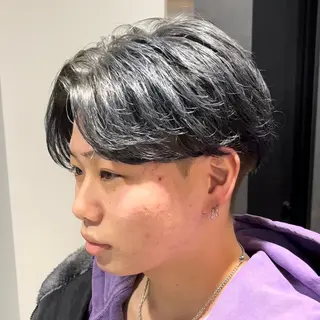 ショート カラー パーマ メンズ センターパート マスターかずまのヘアスタイル