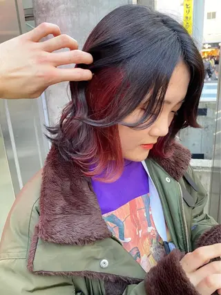 ロング カラー パーマ ヘアアレンジ メンズ キッズ ネイル マツエク・マツパ レイヤー/ダブル カラー/YURINAのヘアスタイル