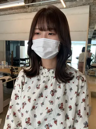ミディアム カラー 透明感カラー✂︎ /縮毛矯正/YUKAのヘアスタイル
