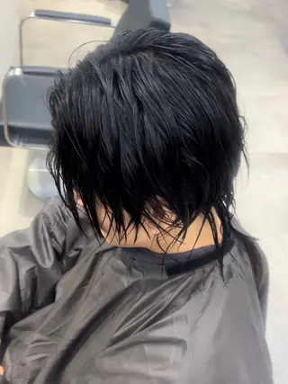 ミディアム パーマ メンズ 曲がる縮毛矯正 LIBER 岩名のヘアスタイル