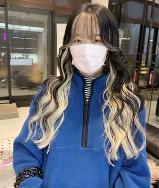 ロング カラー パーマ ヘアアレンジ メンズ キッズ ネイル マツエク・マツパ アイブロウ レイヤーカット🪽 カネコミユのヘアスタイル