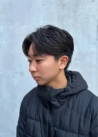 ショート パーマ メンズ 💈ニュアンスパーマ センターパート💈のヘアスタイル