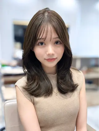 セミロング 顔周り/くびれヘア 韓国ヘア💕風間るなのヘアスタイル