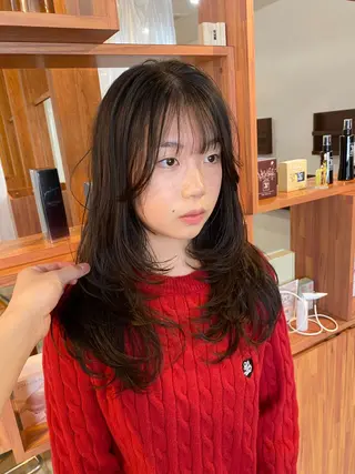 ロング 縮毛矯正とレイヤー カット/杉村凜汰郎のヘアスタイル