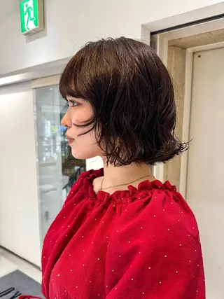 ショート パーマ デジタルパーマ 🌀ボブ 萩原 龍のヘアスタイル