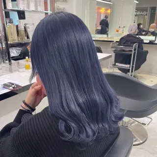 ロング カラー ラベンダー💜 グレージュ🩶のヘアスタイル