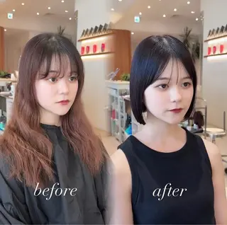 ミディアム カラー パーマ 渋谷ボブ特化 /田中航平のヘアスタイル