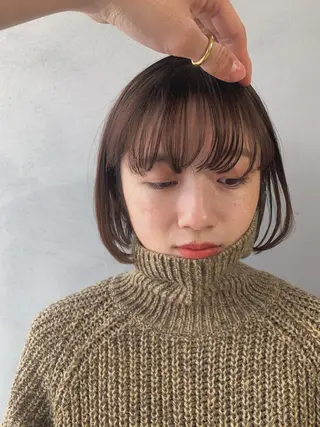 ミディアム カラー ヘアアレンジ ボブパーマコテ巻き風 パーマNo1深江秀平のヘアスタイル