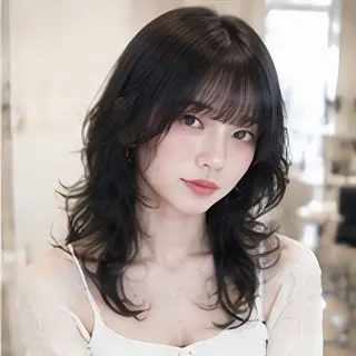 セミロング 縮毛矯正/レイヤー/ 前髪カット/おばかんのヘアスタイル