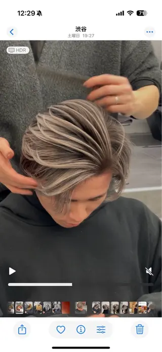 ミディアム カラー パーマ ヘアアレンジ メンズ メンズパーマ 🌫デザインカラーのヘアスタイル