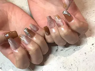 ネイル 韓国/ワンホン/長さ 出しつけ放題🎀のネイルデザイン