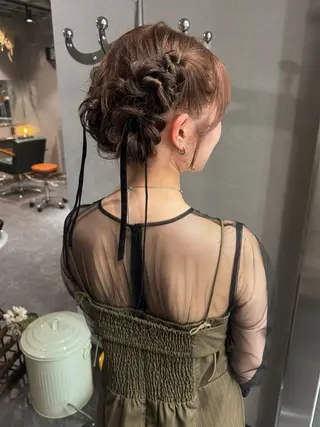 ミディアム カラー パーマ ヘアアレンジ 心斎橋美容室 Junのヘアスタイル