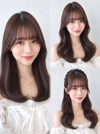 ロング 顔周り/くびれヘア 韓国ヘア💕風間るなのヘアスタイル