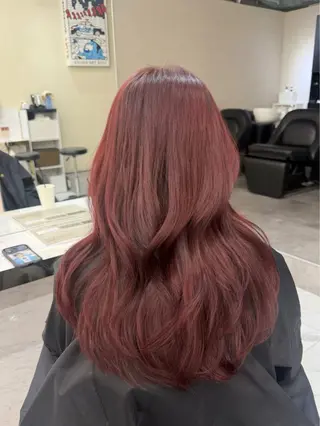 ロング カラー aku💞韓国風🩷 ピンクカラー🎀🩷のヘアスタイル