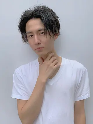 ミディアム カラー パーマ ヘアアレンジ メンズ 野木 良平のヘアスタイル