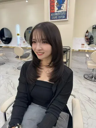 ミディアム カラー ヘアアレンジ 髪質改善×レイヤー 🫧松野力也のヘアスタイル