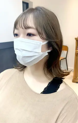ミディアム カラー パーマ ヘアアレンジ メンズ キッズ ネイル マツエク・マツパ アイブロウ 似合せレイヤー/ 柔らか透明感カラーのヘアスタイル