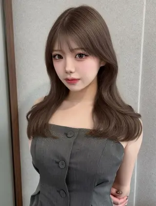 ミディアム カラー 友田 那都のヘアスタイル