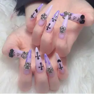 ロング 波 なみのネイルデザイン