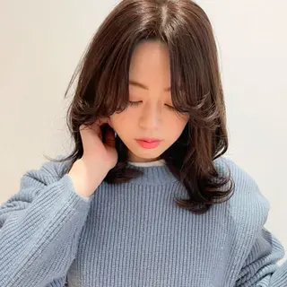 セミロング カラー パーマ ヘアアレンジ 髪質改善/韓国風 レイヤー/田村祐樹のヘアスタイル