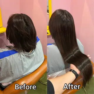 ロング カラー+ちび編み込み エクステ梅田🐨のヘアスタイル