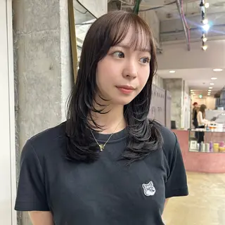 セミロング カラー 伊藤ほのか/パーマ /酸性ストレートのヘアスタイル