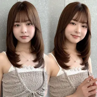 セミロング カラー Lond Loire 門前仲町駅 徒歩3分のヘアスタイル