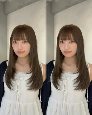 ロング カラー あんな🦋レイヤー カット/透明感カラーのヘアスタイル