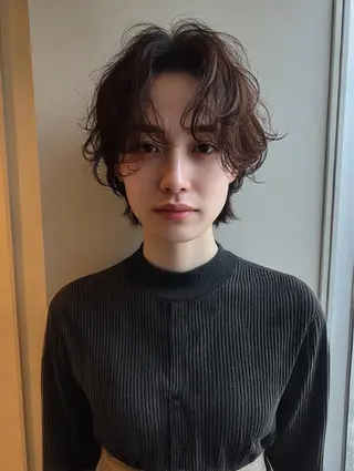 ショート パーマ RIN パーマ/暖色カラーのヘアスタイル