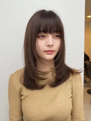 ミディアム 桑田 新菜のヘアスタイル