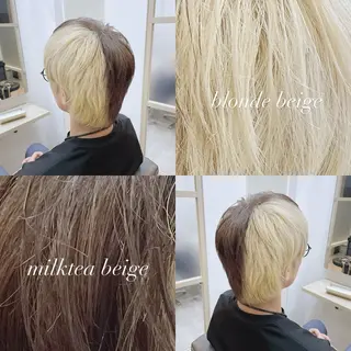 ミディアム カラー メンズ ☁️ケアブリーチ￤ ウルフ￤Shioriのヘアスタイル