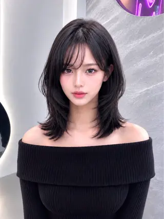 ミディアム カラー ヘアアレンジ 🖤kana韓国ヘア 艶髪カラー特化🖤のヘアスタイル